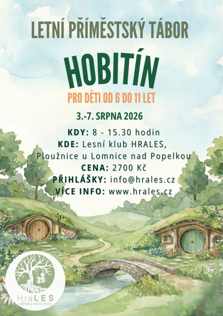 Plakát letní příměstský tábor Hobitín pro děti od 6 do 11 let